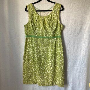 BODEN Green Floral Sleeveless Shift Dress Size US 12R